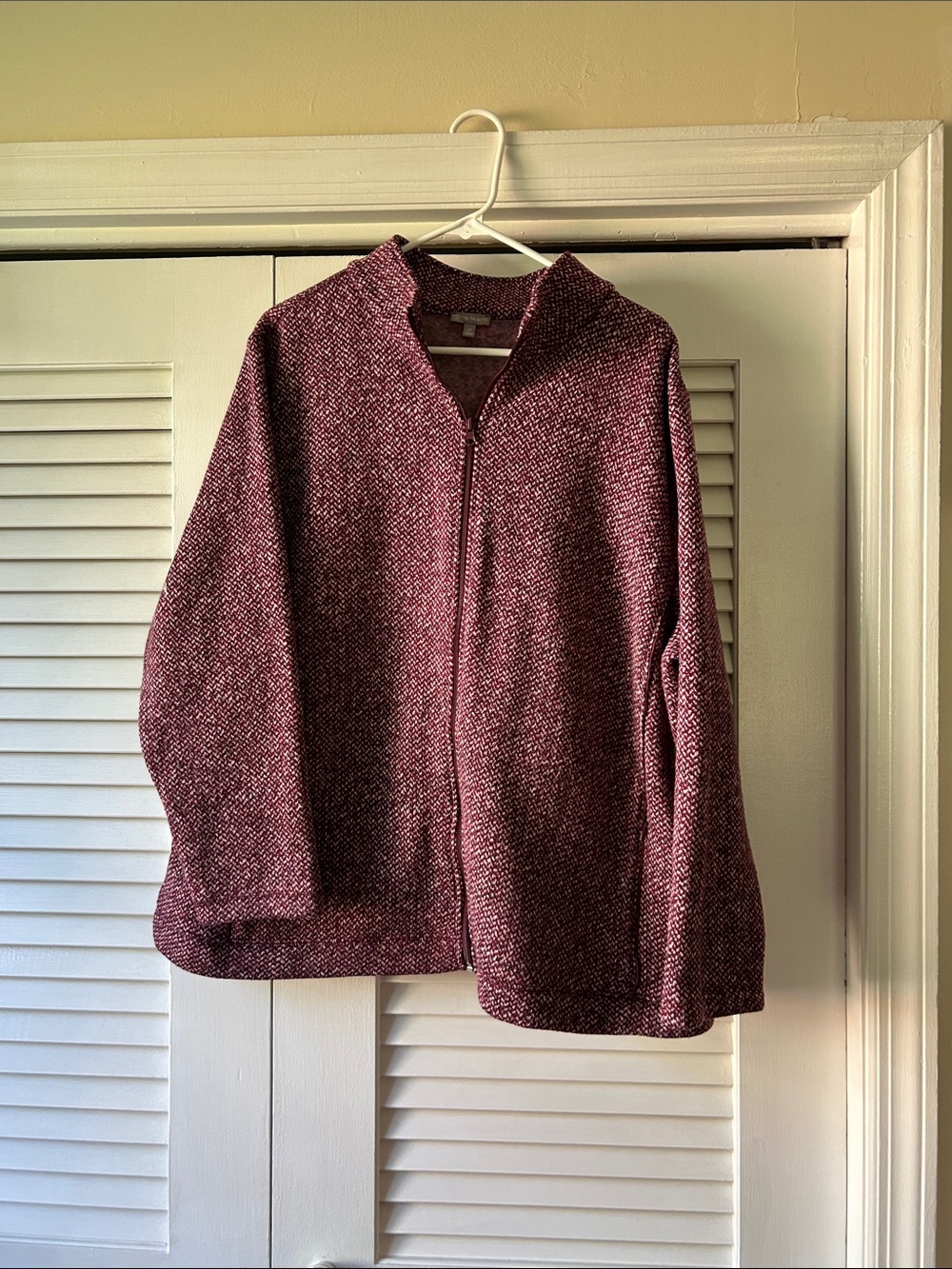 Talbots Heathered Burgundy Zip-Front Blazer Jacket